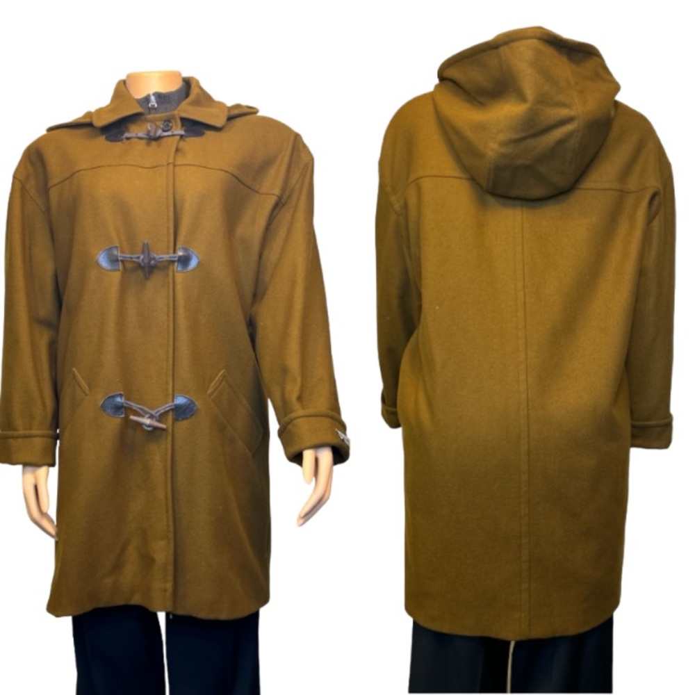 Vintage International Scene duffle coat Wool  Brown wood toggle closure size 7/8